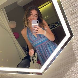 backless halter midi dress